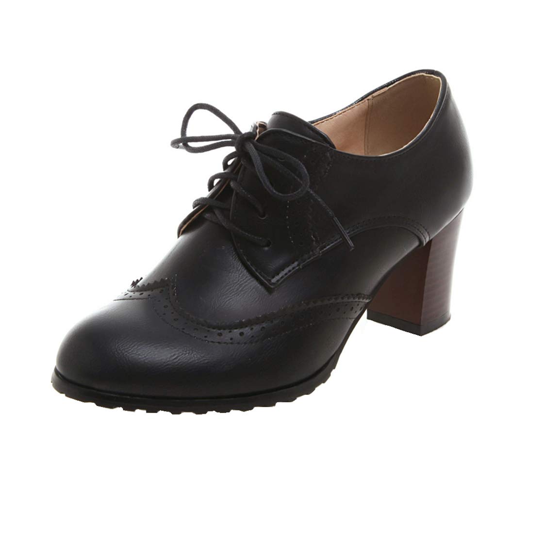 Bellirala Women's Chunky High Heel Pumps for Occasional Wear with Elegant Brogue Detail and Lace-Up Closure
| Bellirala