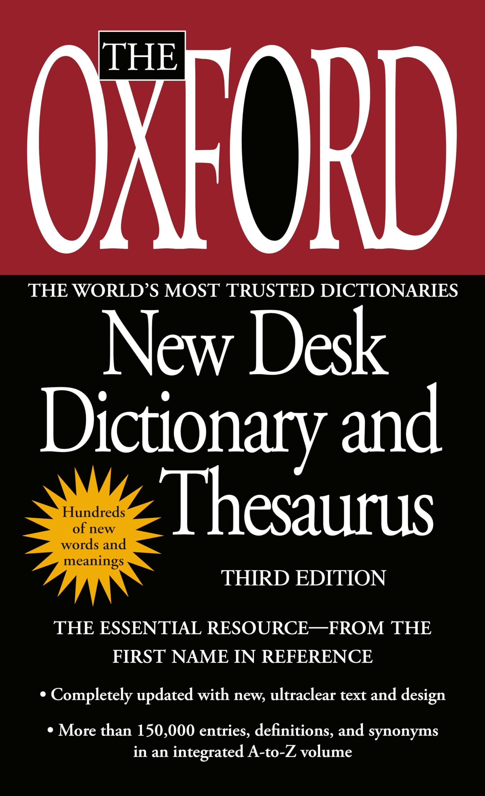 Third Edition Oxford New Desk Dictionary and Thesaurus for Students and Professionals at Home and Office
| Third Editio