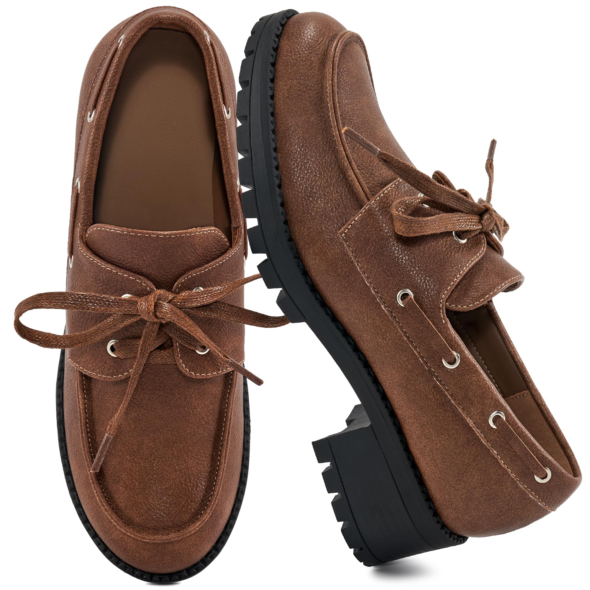 Ablanczoom Oxford Shoes for Women Chunky Loafers Lug Sole Work Business Platform